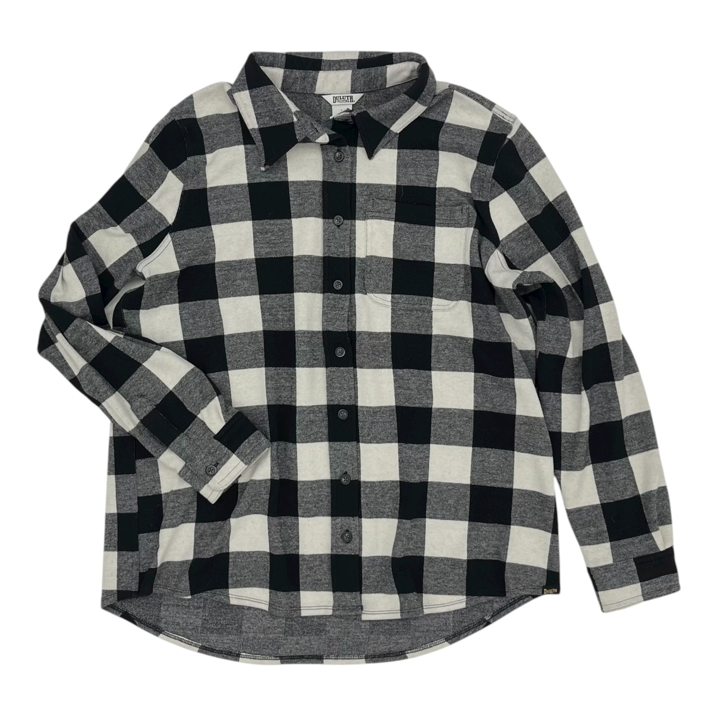 Jacket Shirt By Duluth Trading In Black & Cream, Size:L