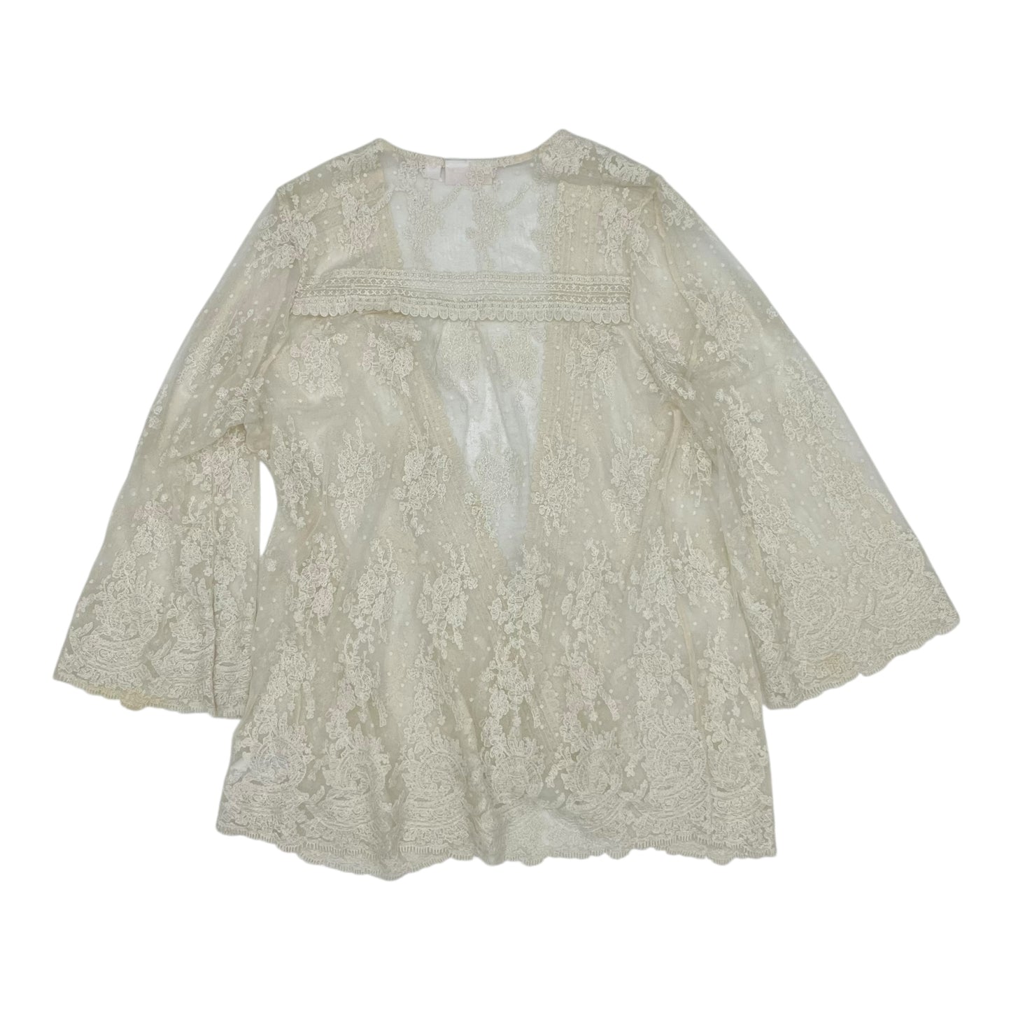 Kimono By Clothes Mentor In Cream, Size:L