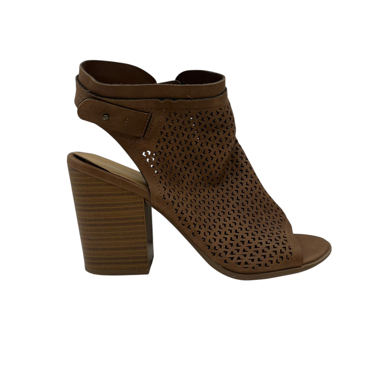 Sandals Heels Block By Soda In Brown, Size:7.5