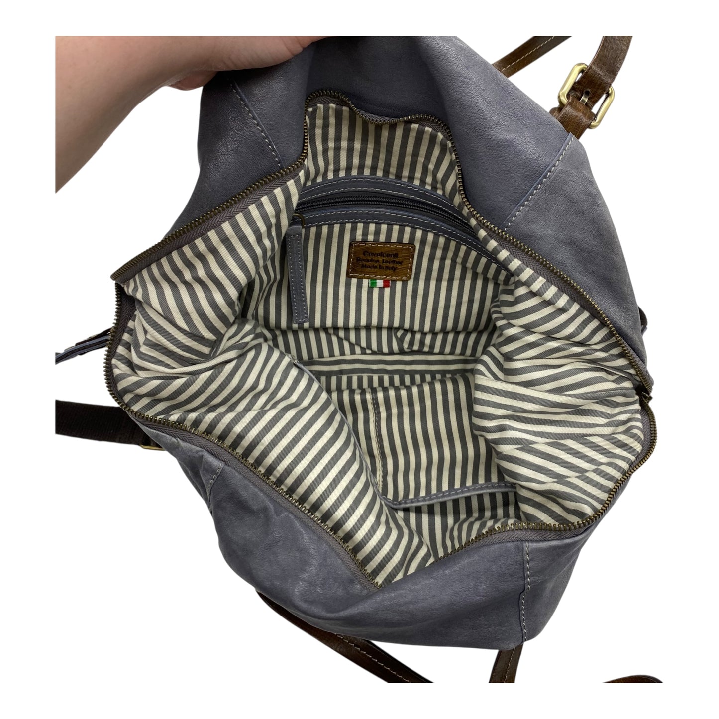 Handbag Leather By Cmc In Grey, Size:Medium