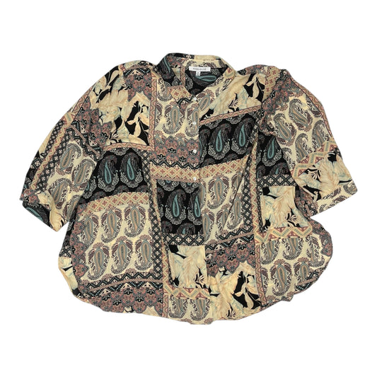 Blouse 3/4 Sleeve By Rose And Olive In Black & Orange, Size:3X