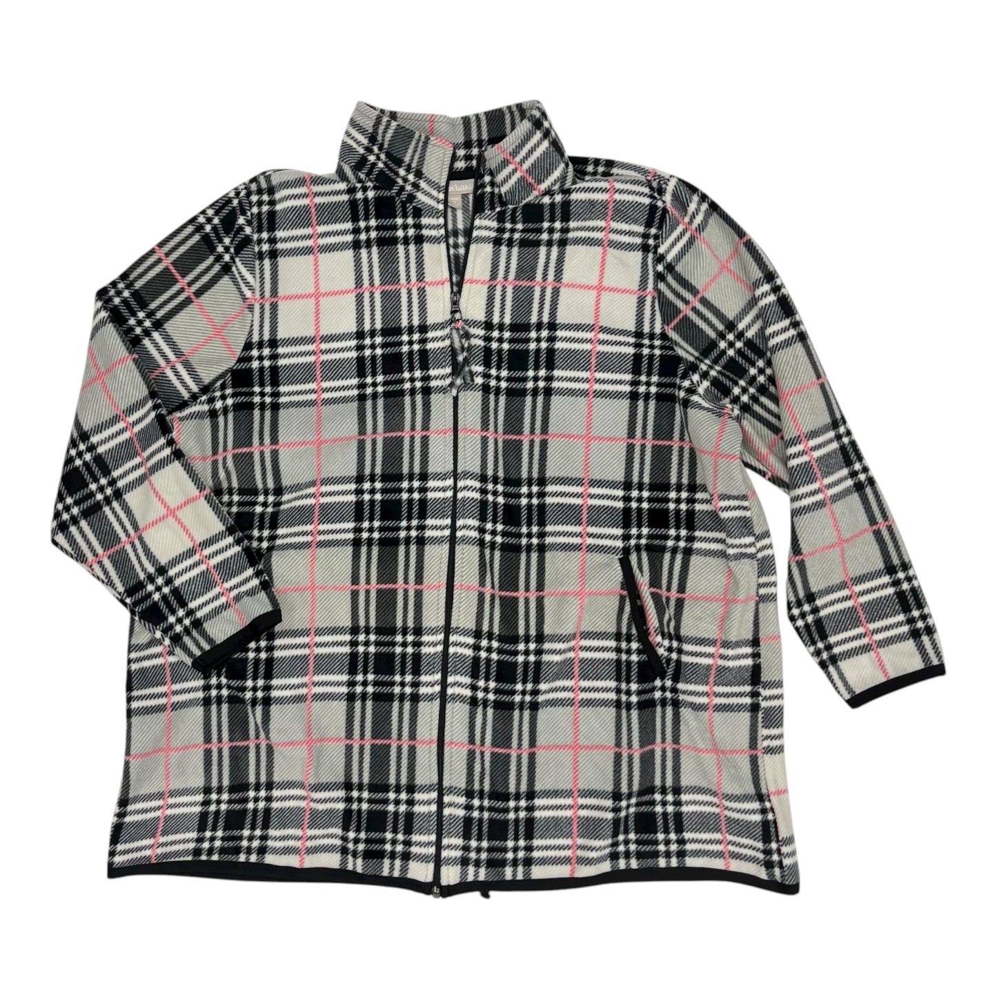 Jacket Fleece By Woman Within In Grey & Pink, Size:4X