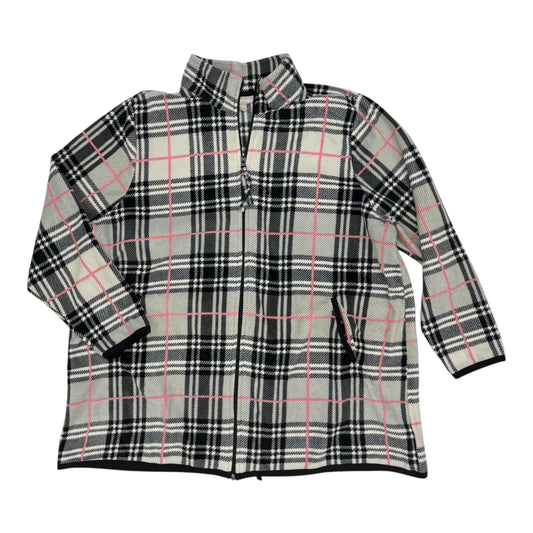 Jacket Fleece By Woman Within In Grey & Pink, Size:4X