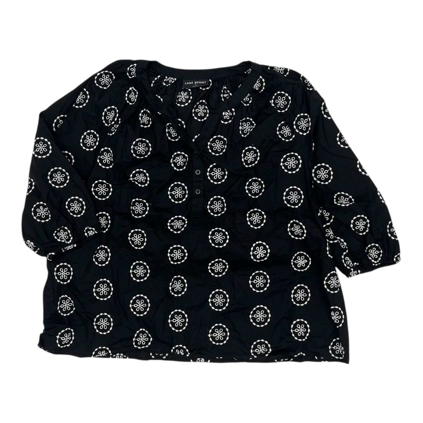 Blouse 3/4 Sleeve By Clothes Mentor In Black, Size:3X