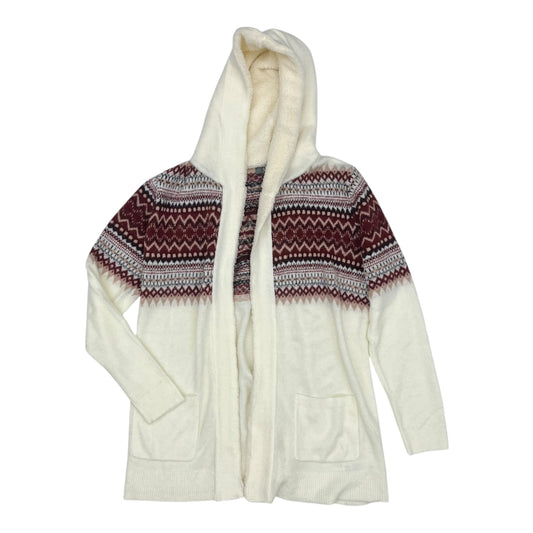 Sweater Cardigan By Natural Reflections In Cream & Red, Size:L