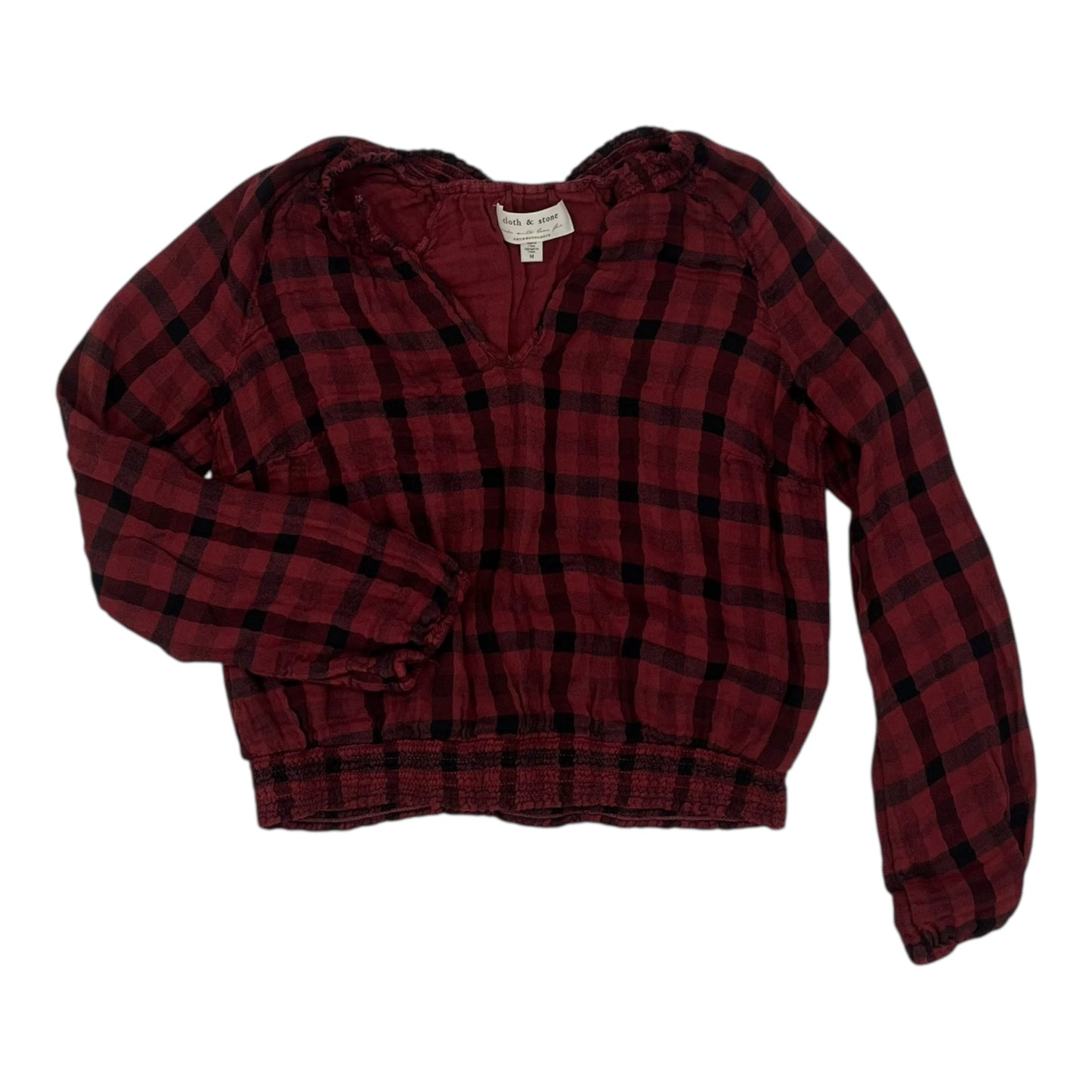 Top Ls By Cloth & Stone In Black & Red, Size:M