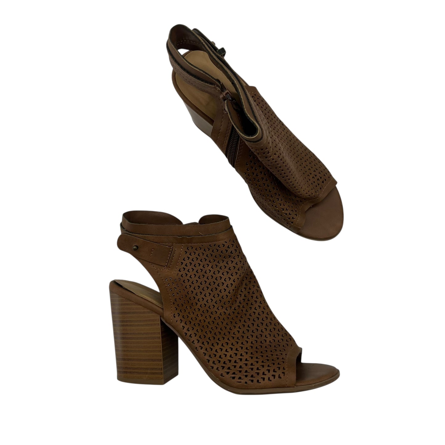 Sandals Heels Block By Soda In Brown, Size:7.5