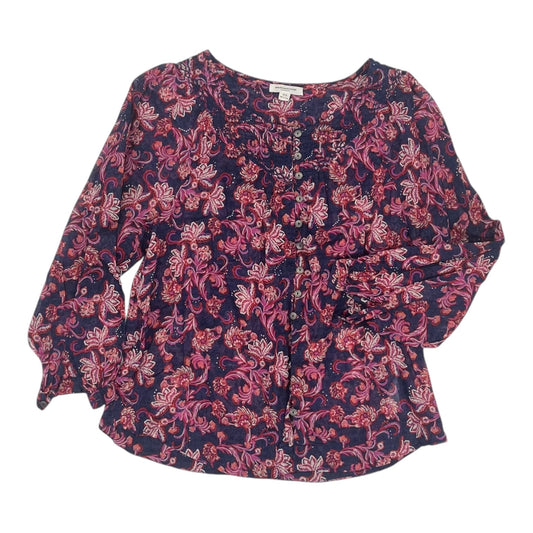 Blouse Ls By Beachlunchlounge In Blue & Red, Size:S