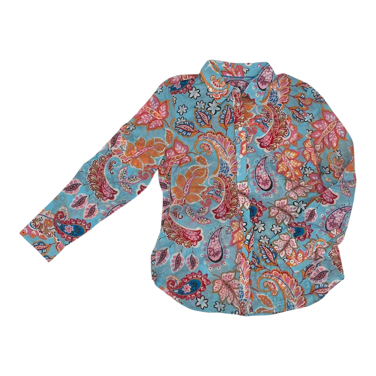 Blouse Ls By Talbots In Blue, Size:M