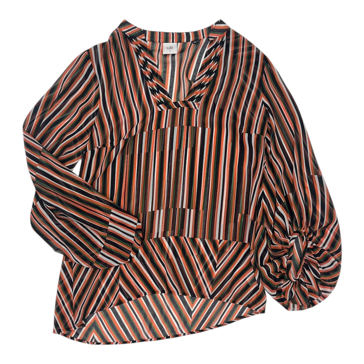 Blouse Ls By Cabi In Striped Pattern, Size:S