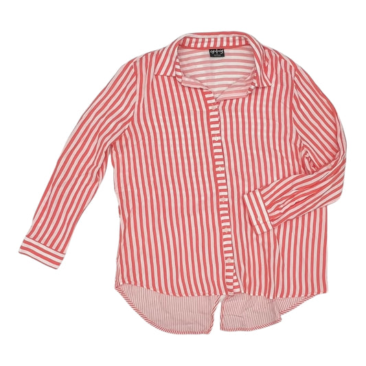 Blouse Ls By Clothes Mentor In Pink & White, Size:Xl