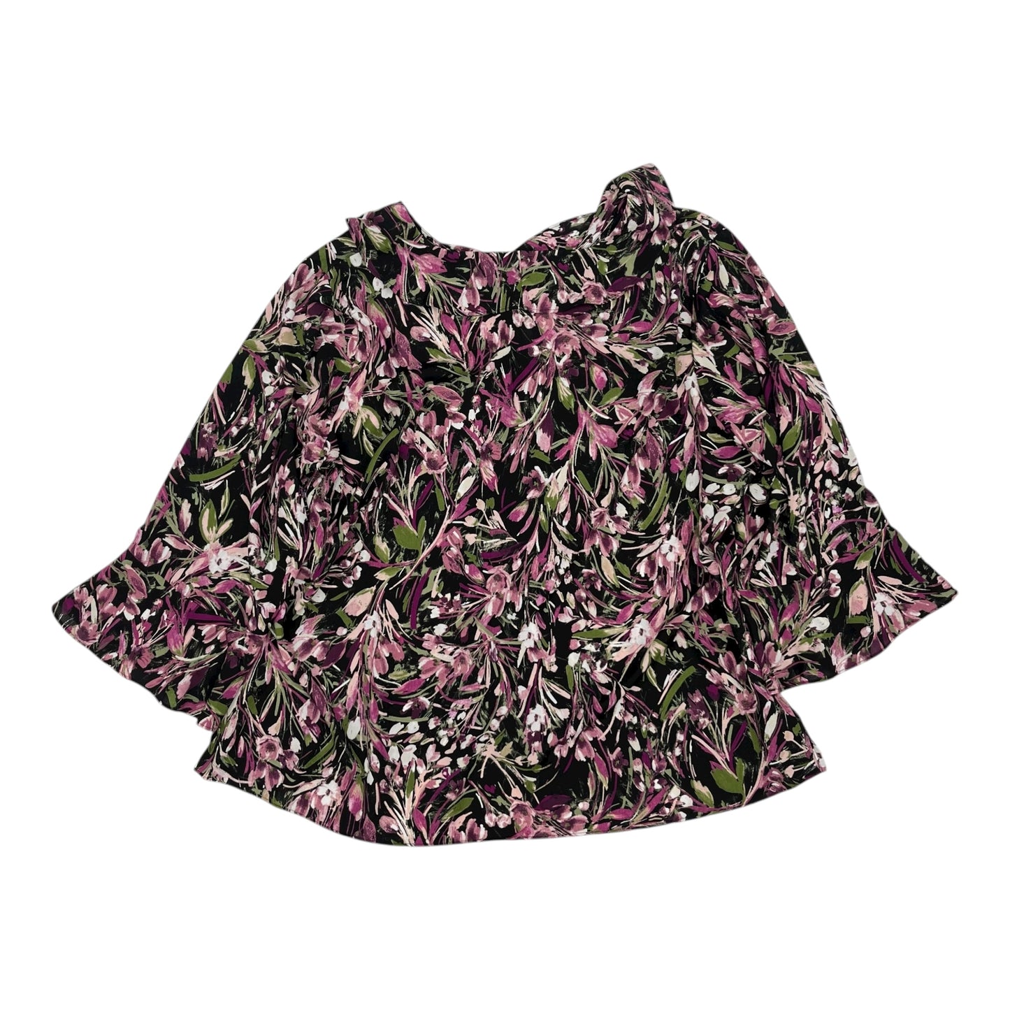 Blouse 3/4 Sleeve By Investments In Black & Purple, Size:3X