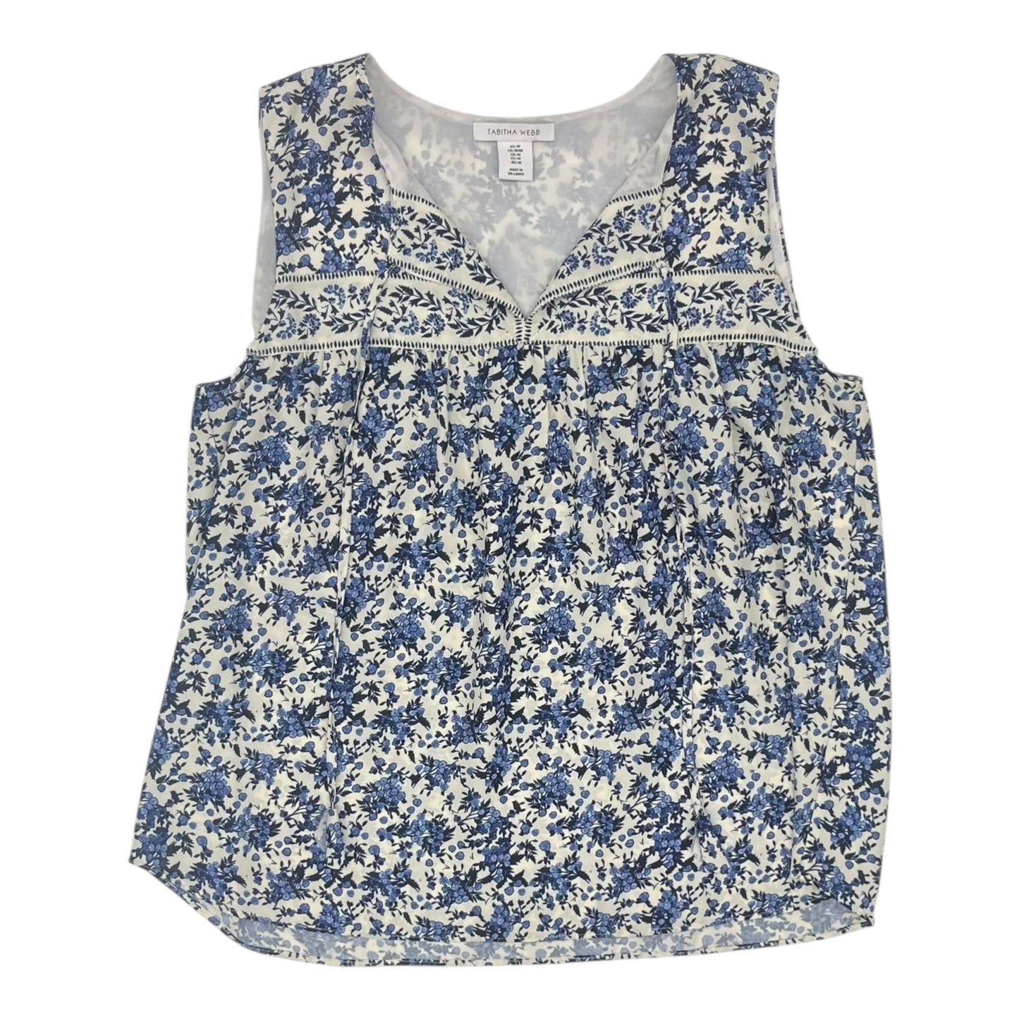 Blouse Sleeveless By Clothes Mentor In Blue & White, Size:M