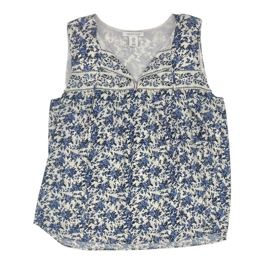 Blouse Sleeveless By Clothes Mentor In Blue & White, Size:M
