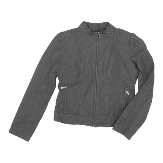 Jacket Moto By Clothes Mentor In Grey, Size:Xl