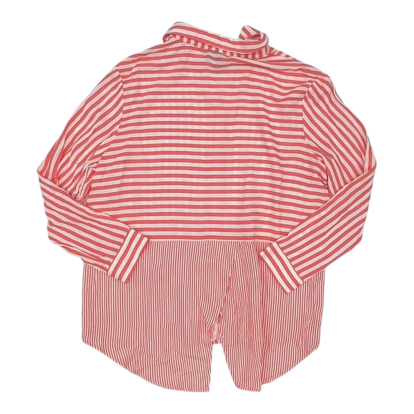 Blouse Ls By Clothes Mentor In Pink & White, Size:Xl