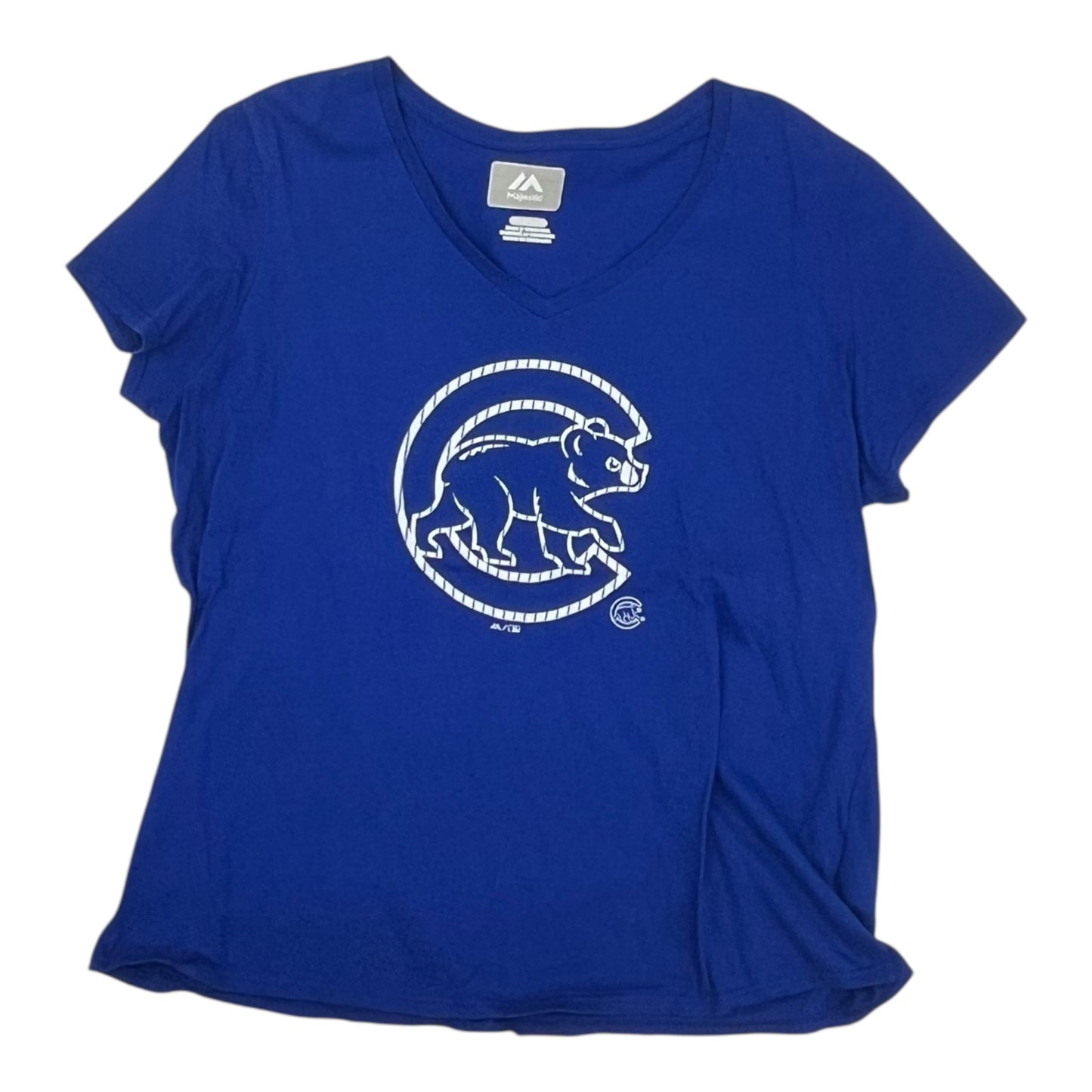 Athletic Top Ss By Majestic In Blue, Size:2X