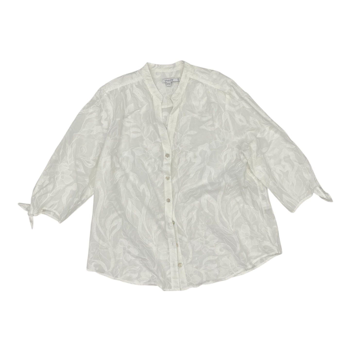 Blouse 3/4 Sleeve By Chicos In Cream, Size:1X