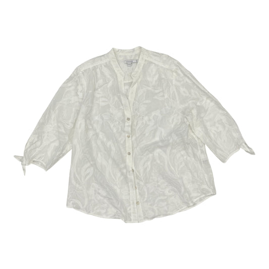 Blouse 3/4 Sleeve By Chicos In Cream, Size:1X