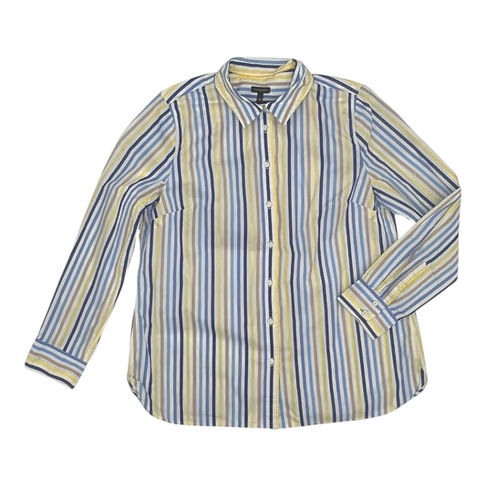 Blouse Ls By Talbots In Striped Pattern, Size:L