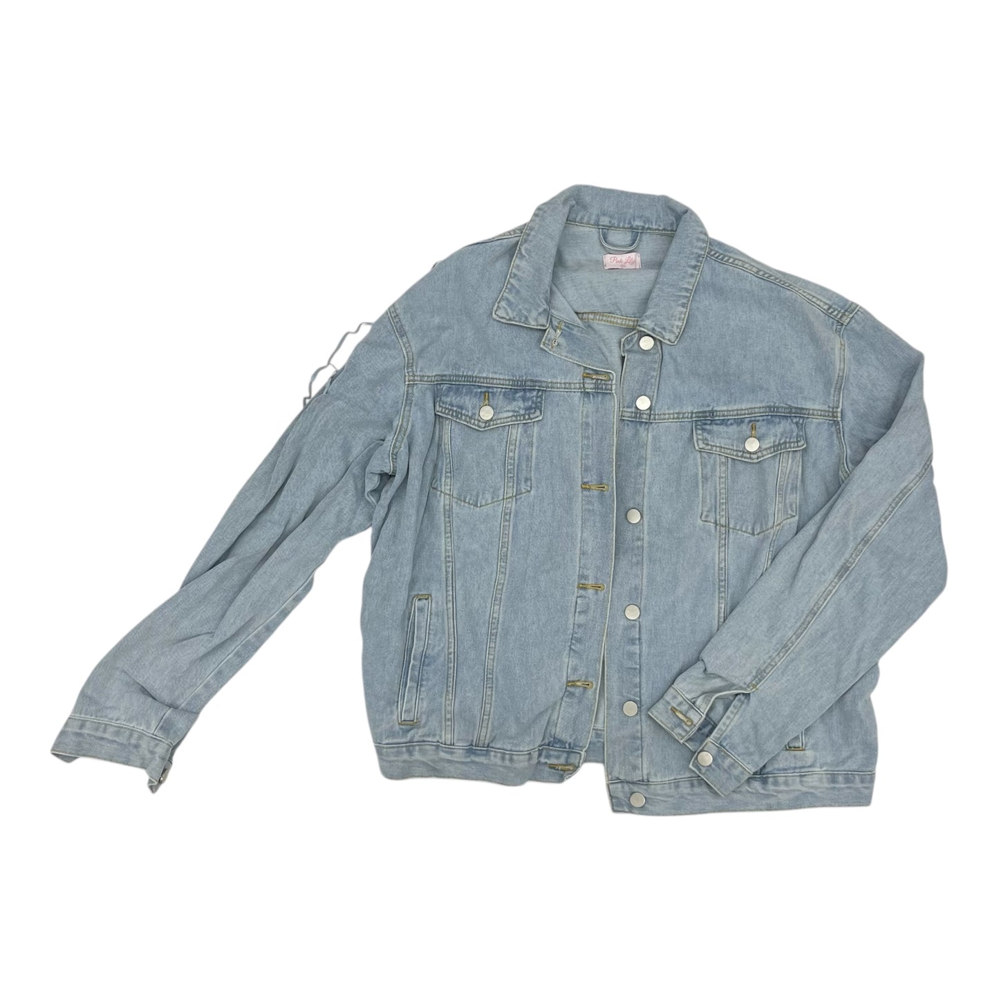 Jacket Denim By Pink Lily In Blue Denim, Size:Xxl