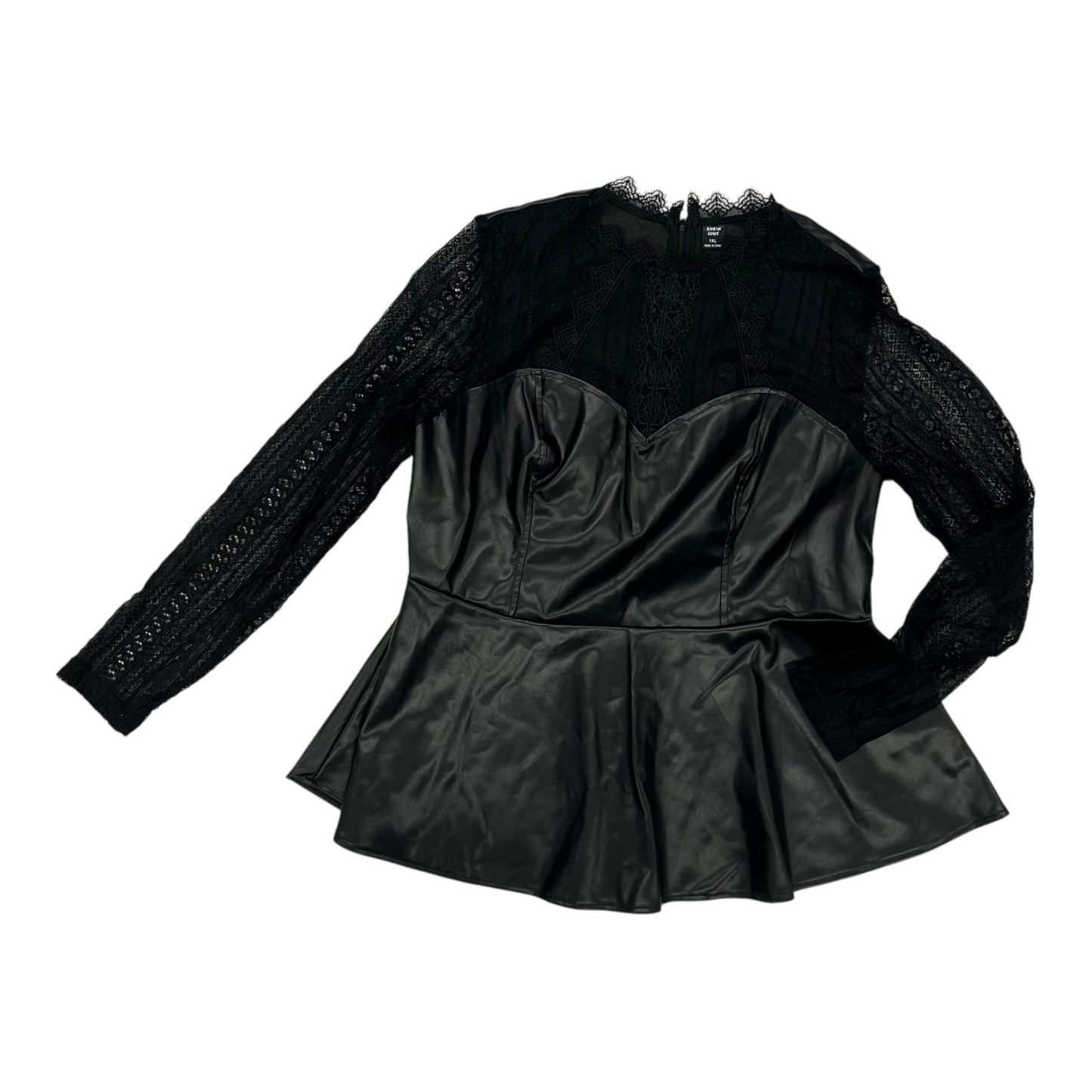 Blouse Ls By Shein In Black, Size:1X