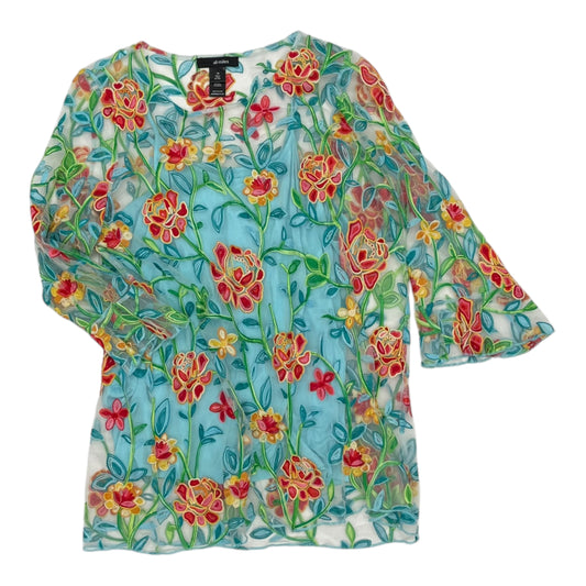 Blouse Ls By Ali Miles In Floral Print, Size:1X