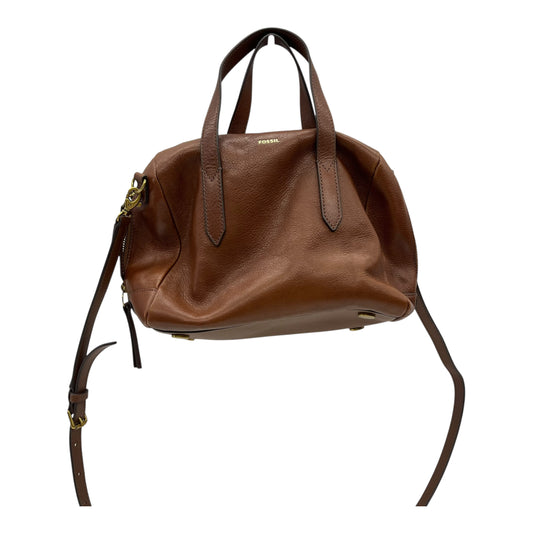 Handbag Leather By Fossil In Brown, Size:Medium