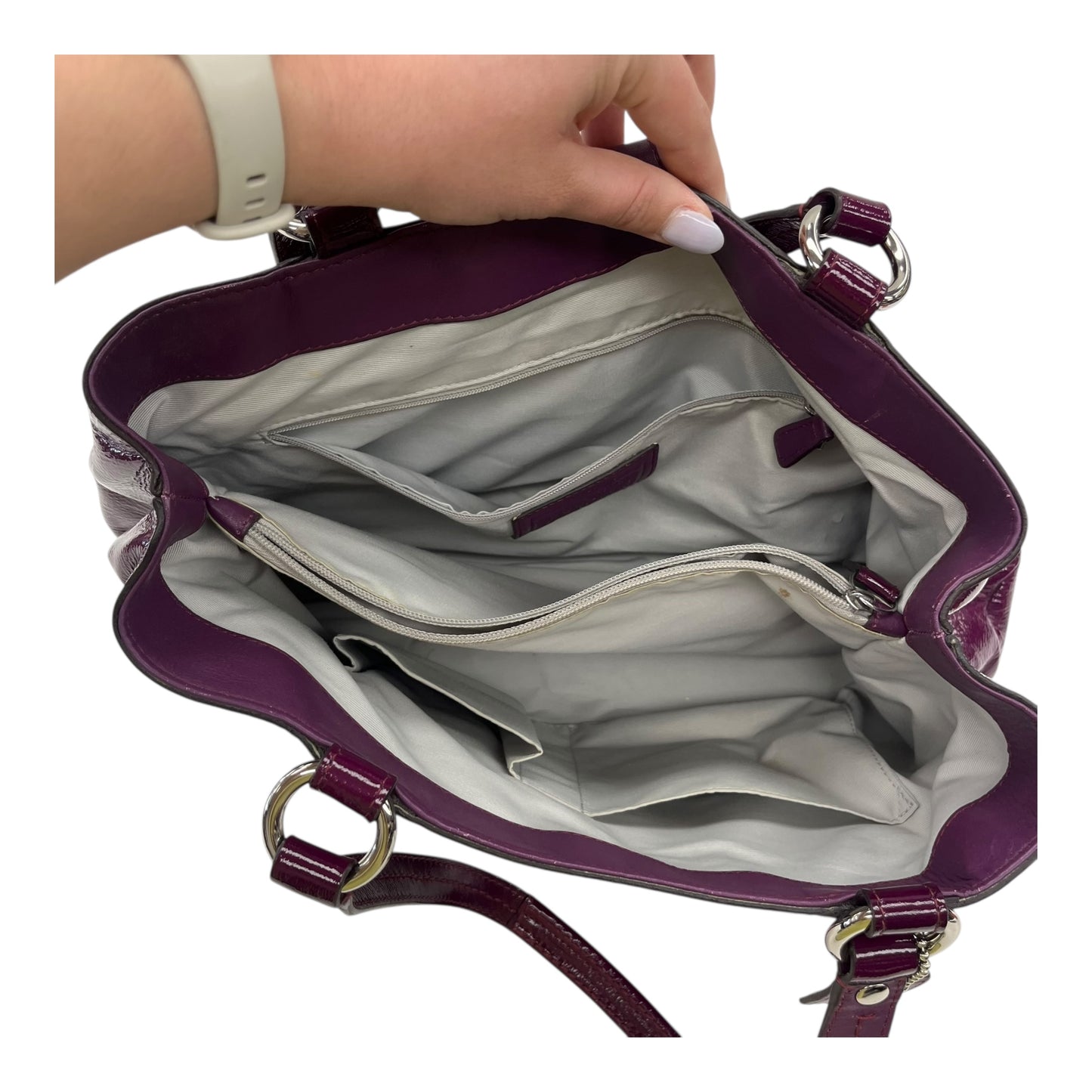 Handbag Designer By Coach In Purple, Size:Medium
