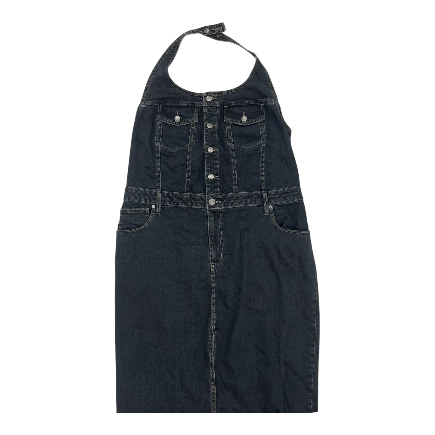Dress Casual Midi By Universal Standard In Black Denim, Size:Xl