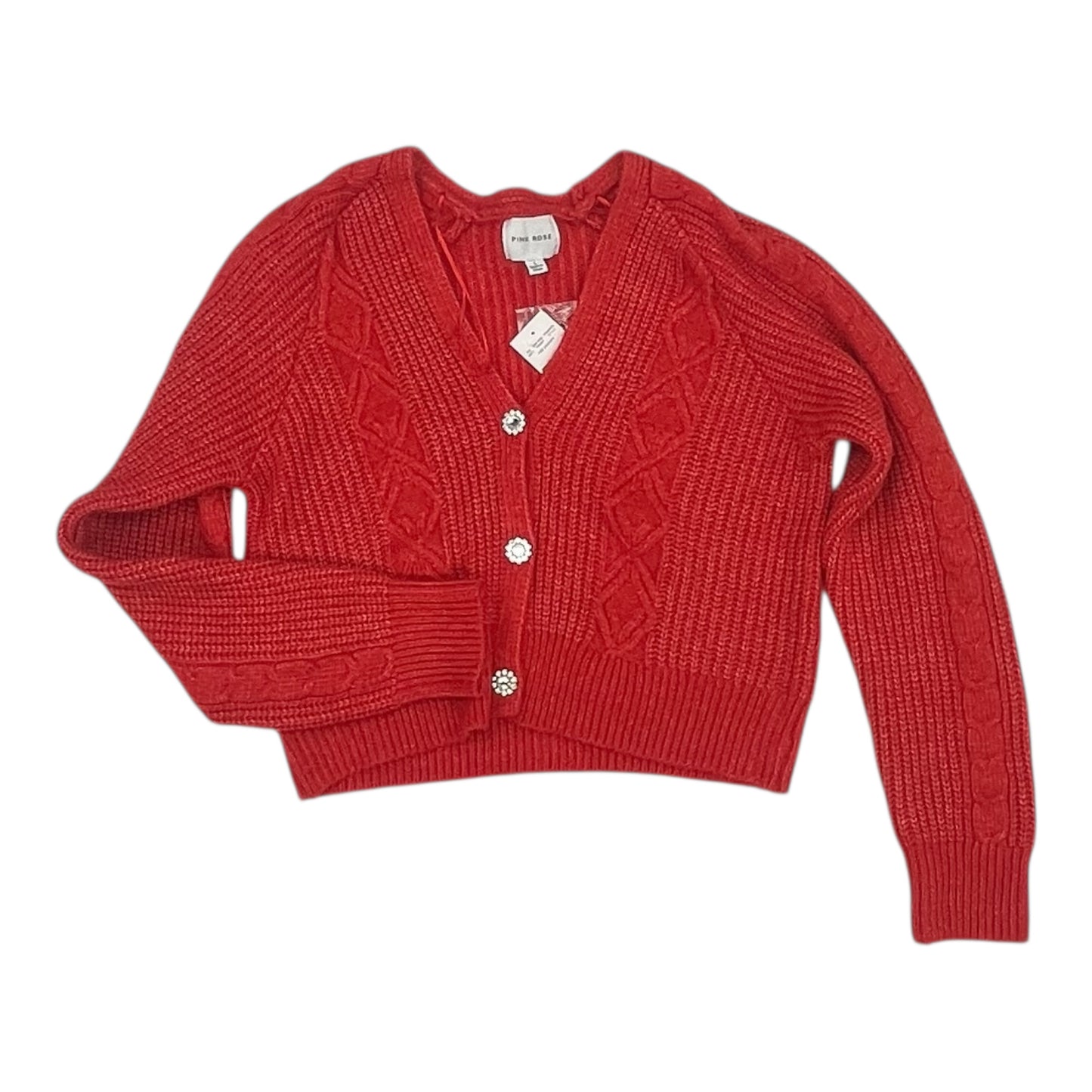 Sweater Cardigan By Pink Rose In Red, Size:L