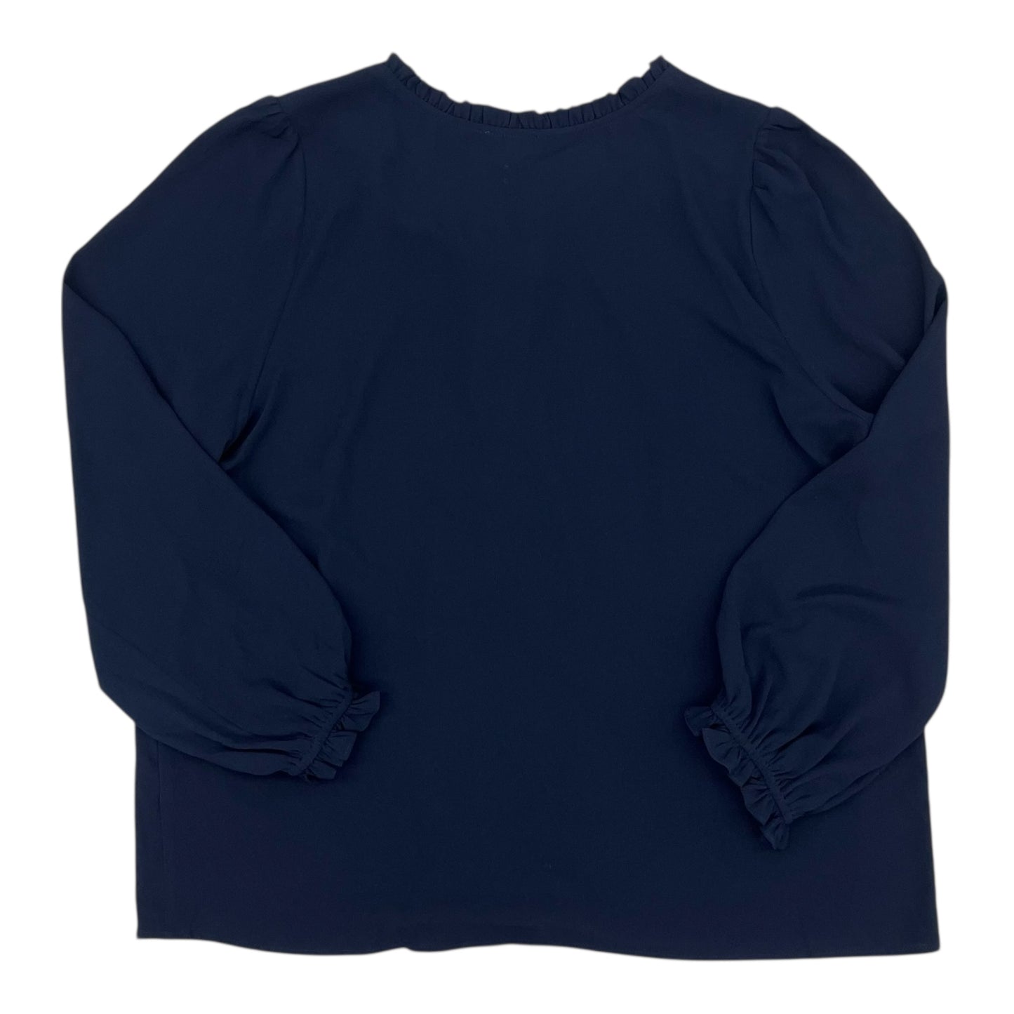 Blouse Ls By Cotton Bleu In Navy, Size:1X