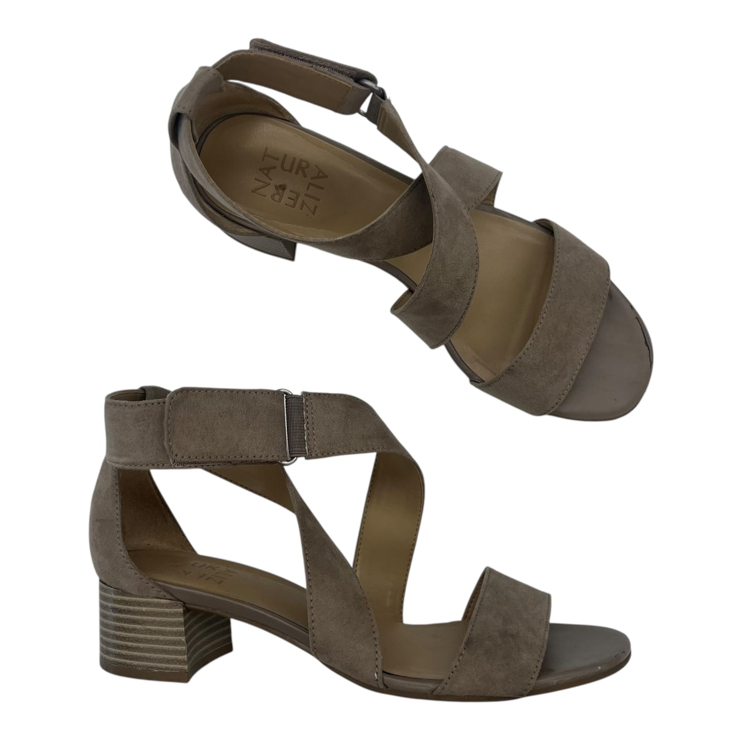 Sandals Heels Block By Naturalizer In Tan, Size:7.5