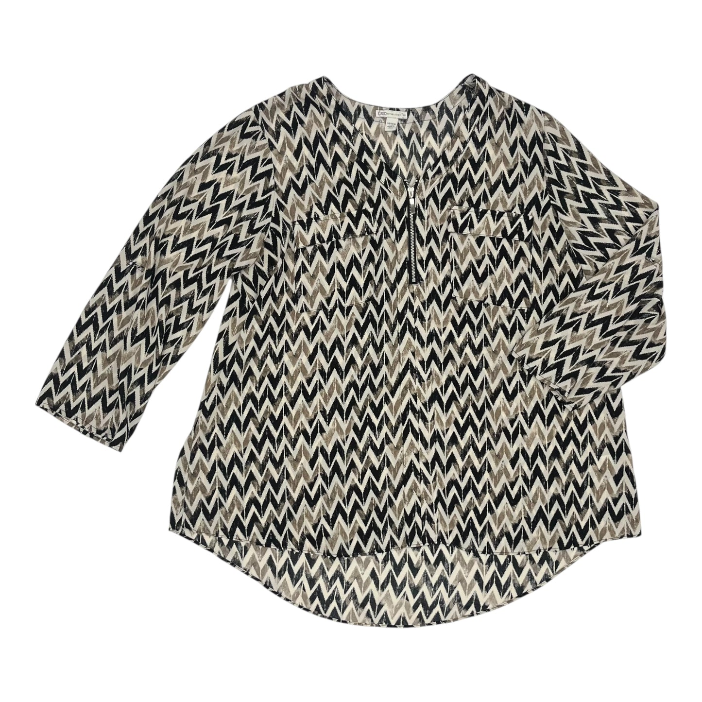 Blouse Ls By Cato In Black & Brown, Size:1X