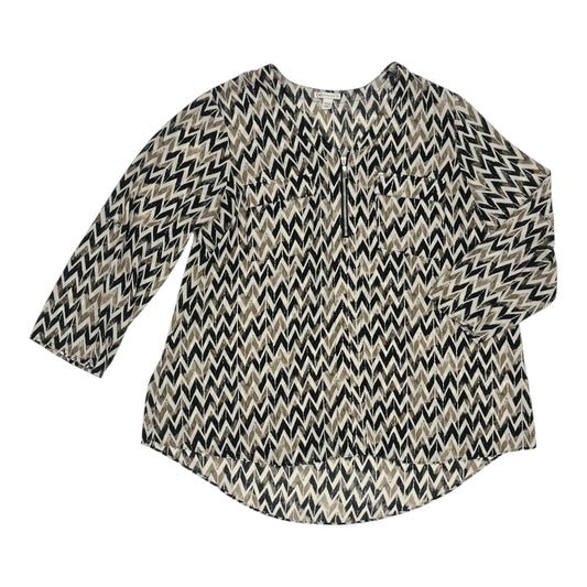 Blouse Ls By Cato In Black & Brown, Size:1X