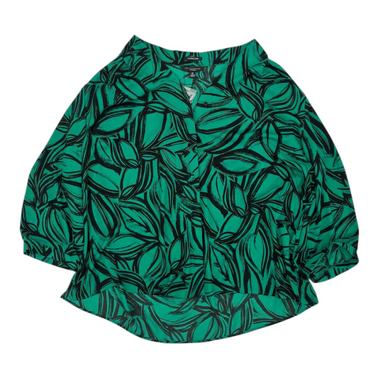 Blouse 3/4 Sleeve By Investments In Green, Size:3X