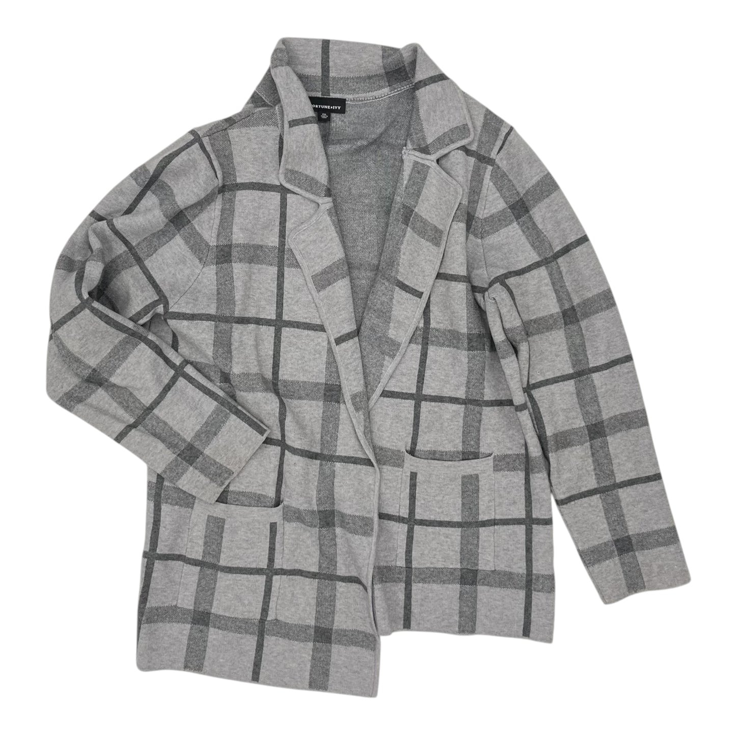 Sweater Cardigan By Fortune & Ivy In Grey, Size:Xxl