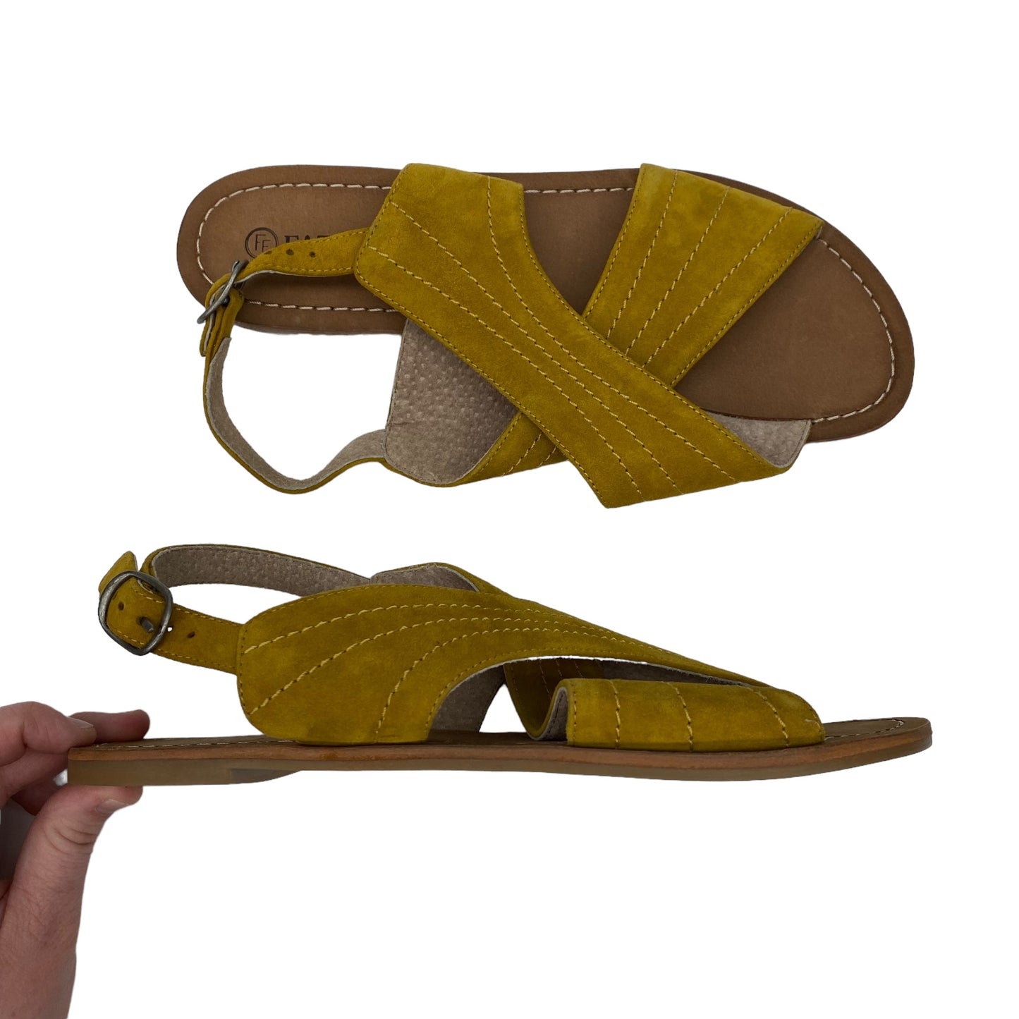 YELLOW SANDALS FLATS by FATFACE Size:9.5