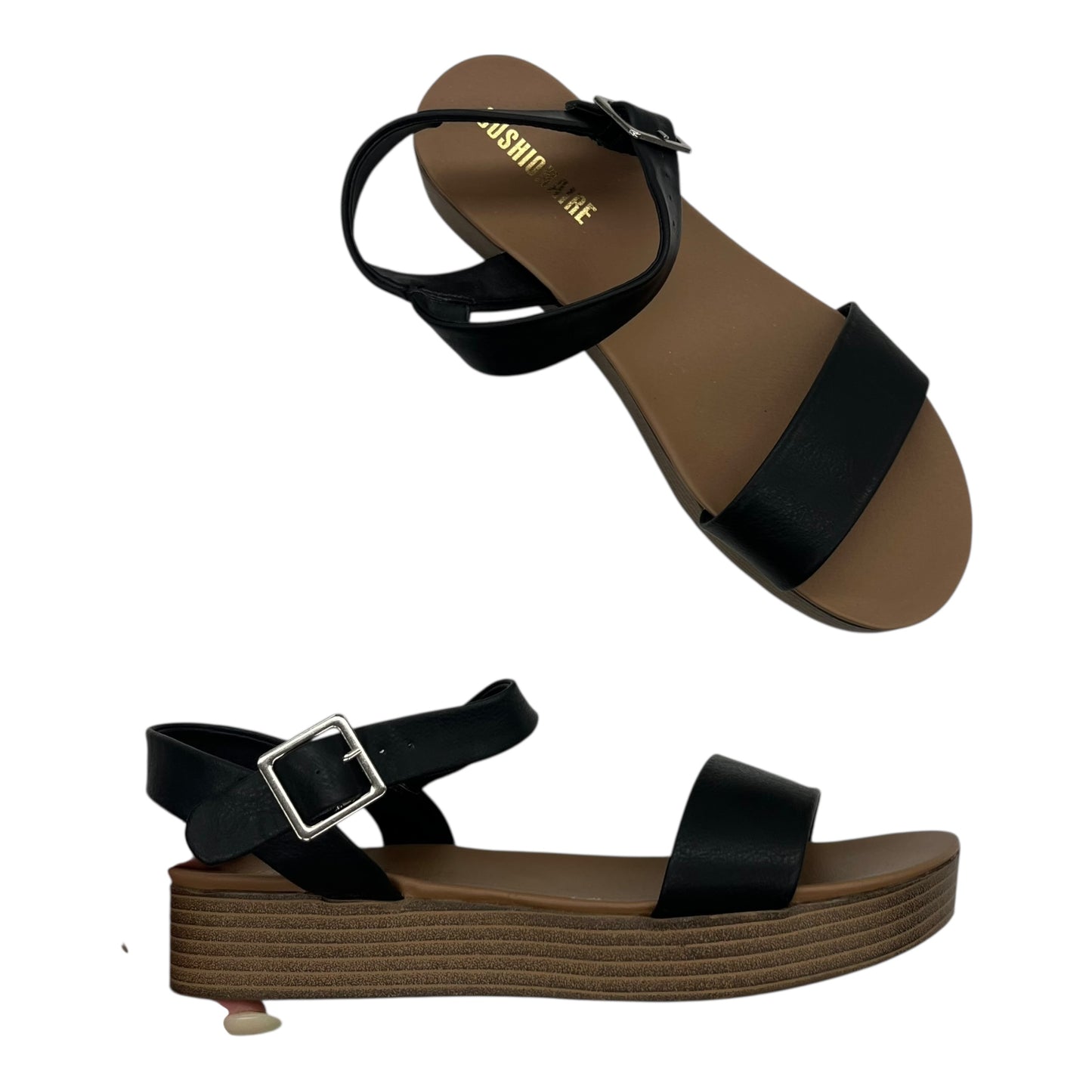 Sandals Flats By Cushionaire In Black, Size:8