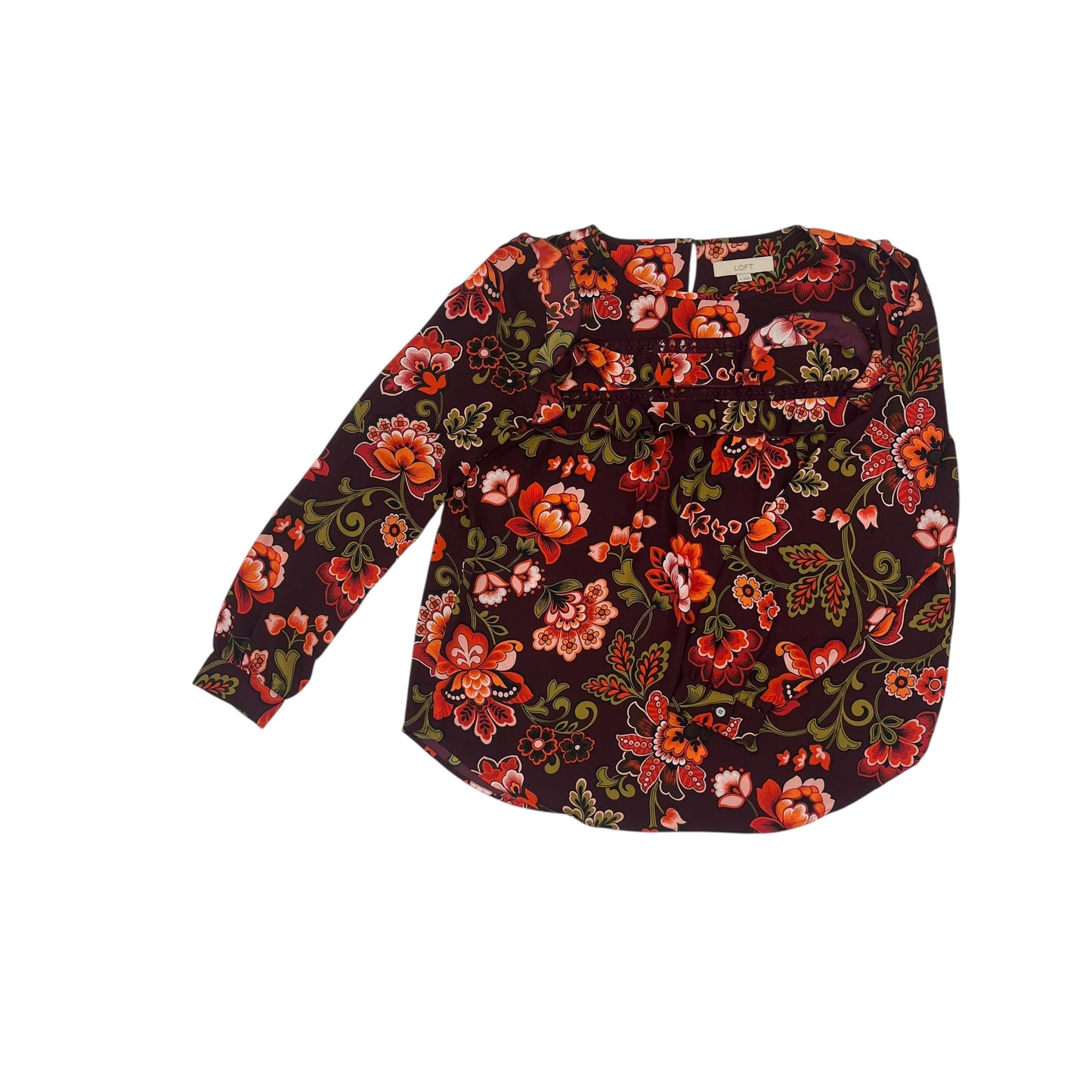 Blouse Ls By Loft In Purple, Size:M