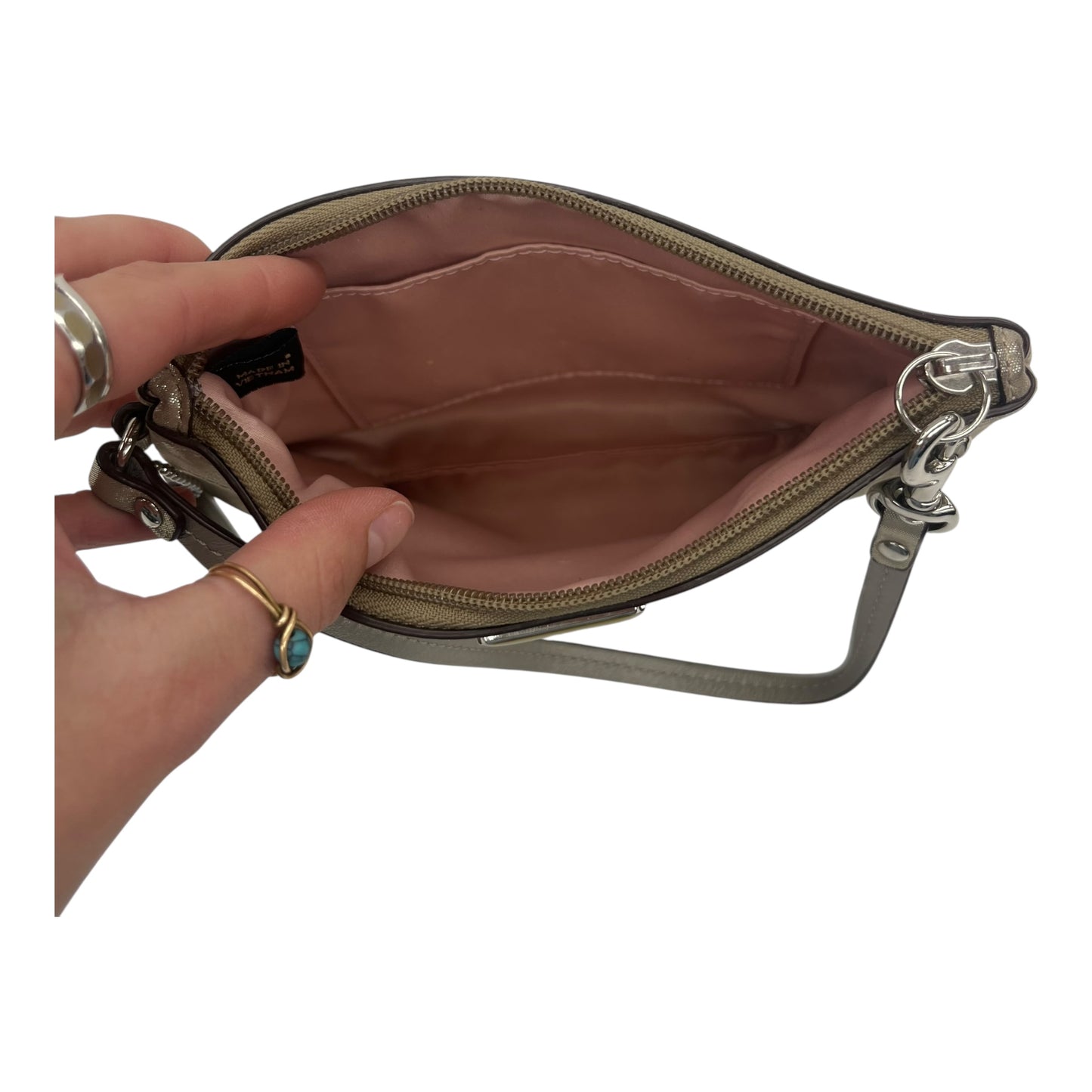Wristlet Designer By Coach In Gold, Size:Medium
