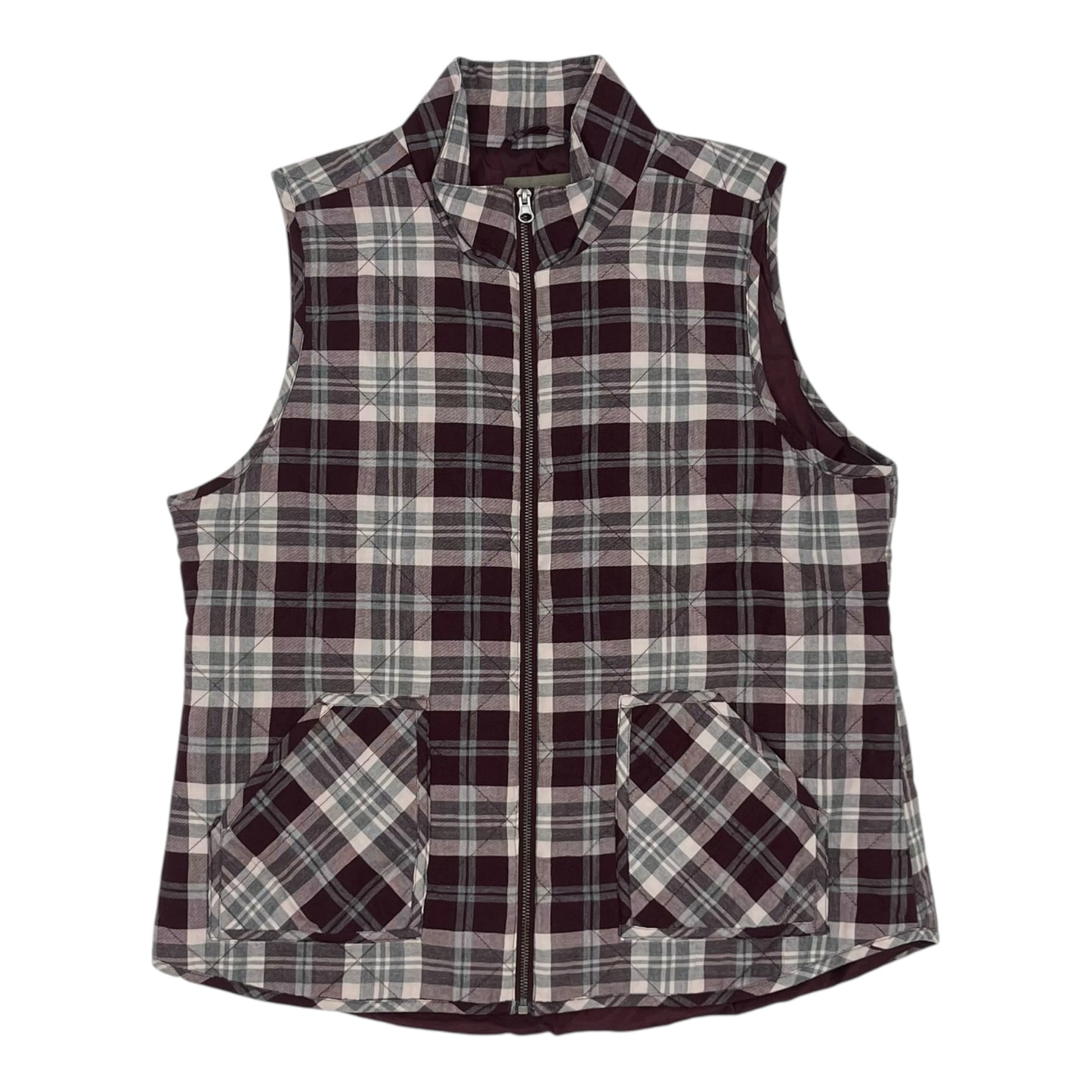 Vest Puffer & Quilted By Maurices In Grey & Red, Size:Xl