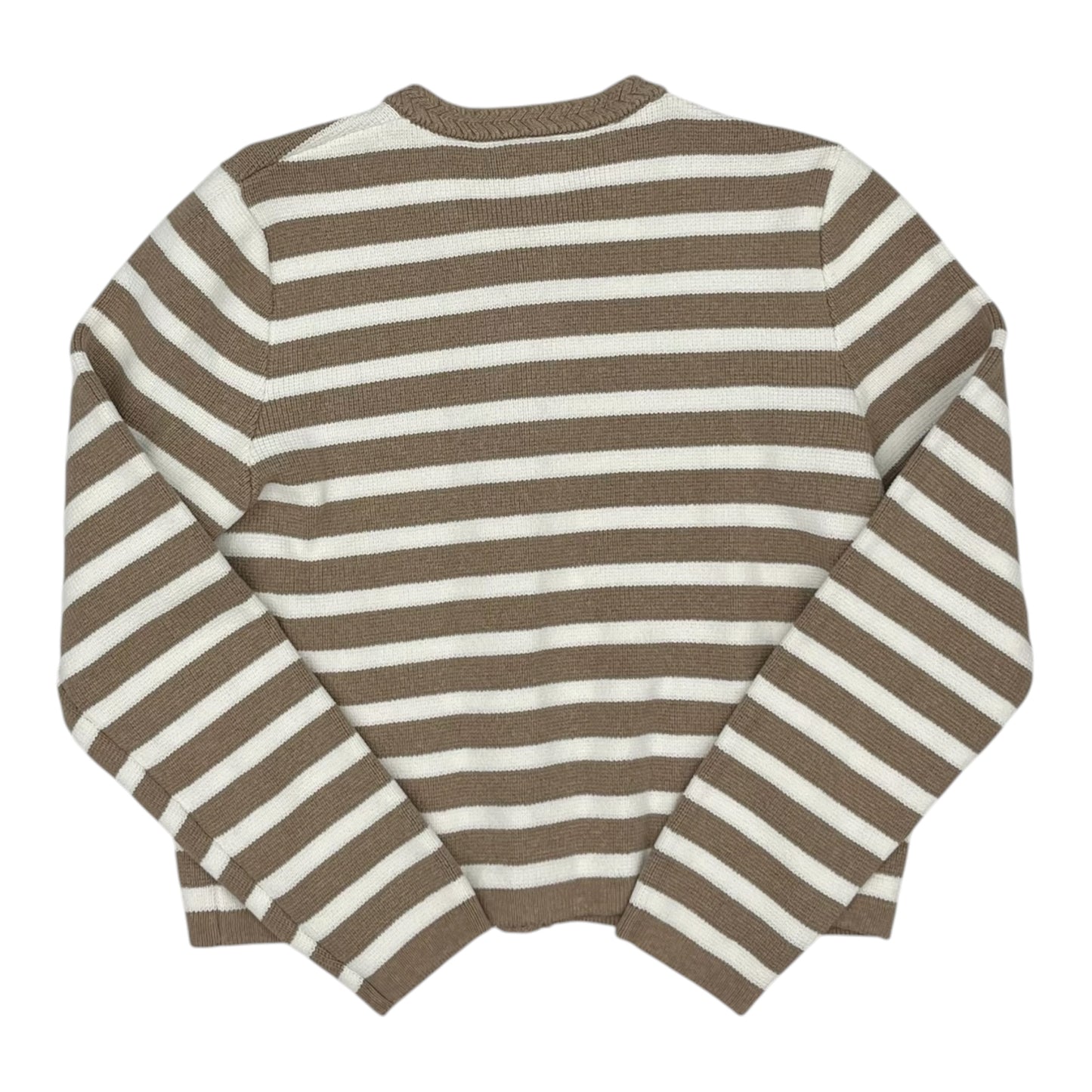 Sweater Cardigan By J. Crew In Brown & Cream, Size:M