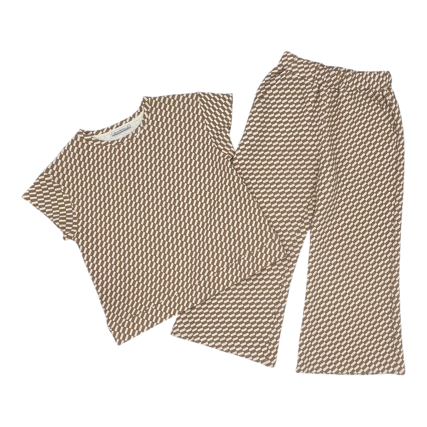 Pants Set 2Pc By See And Be Seen In Brown & Cream, Size:S