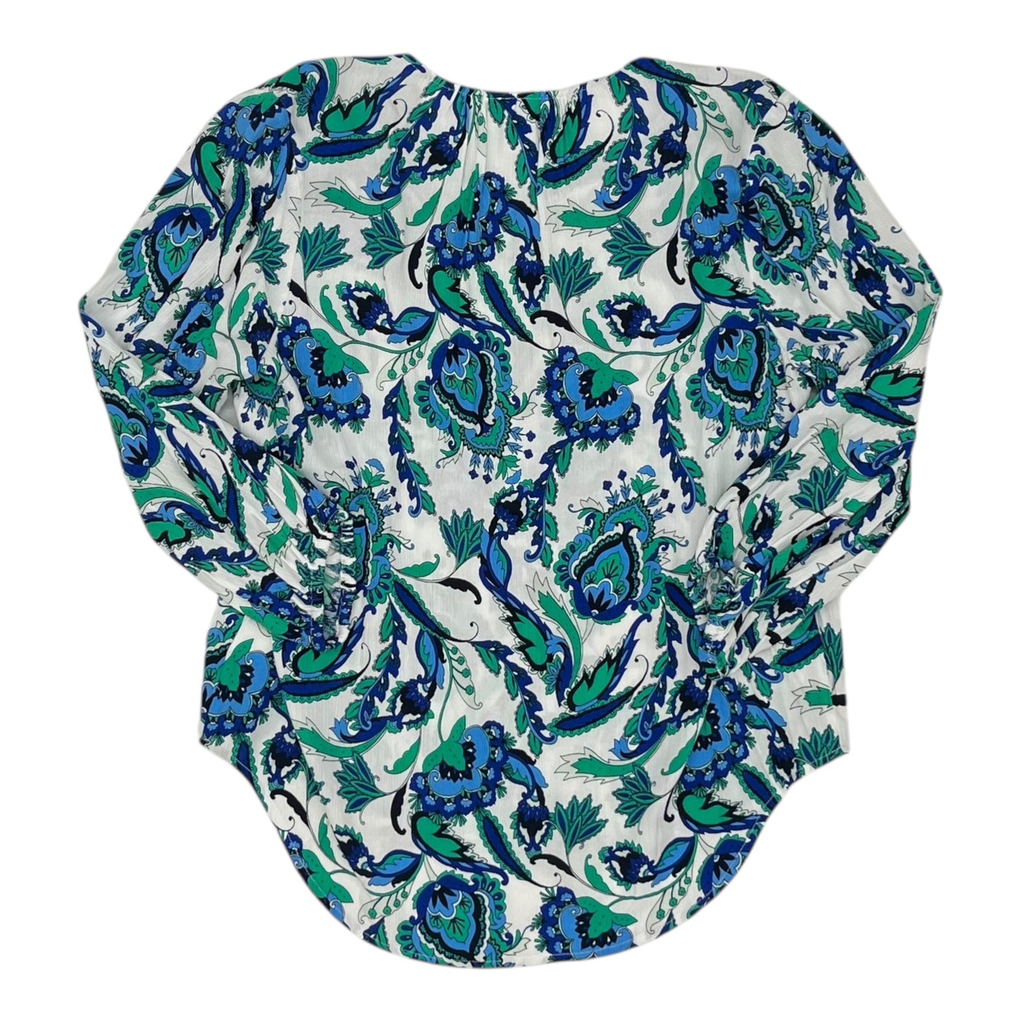 Blouse 3/4 Sleeve By Liz Claiborne In Blue & Green, Size:M