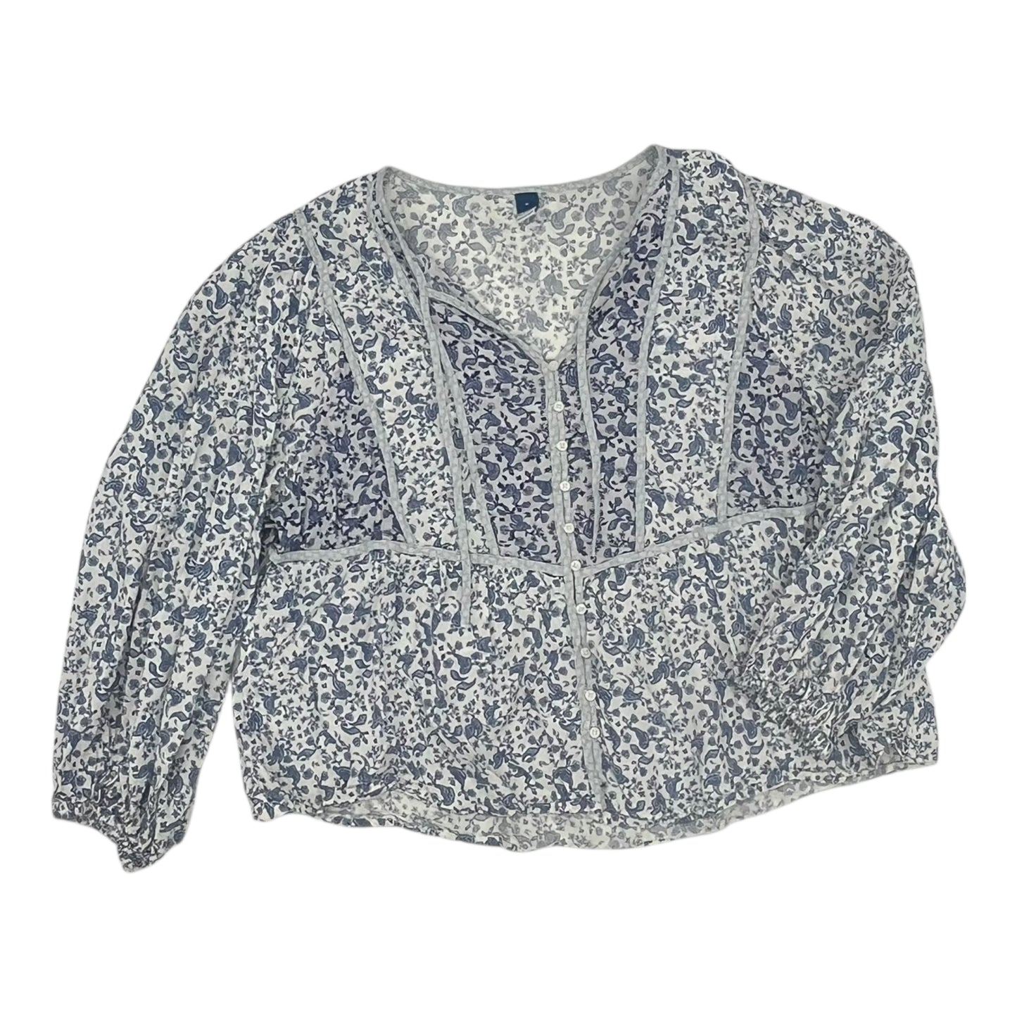 Blouse Ls By Old Navy In Blue & White, Size:Xl