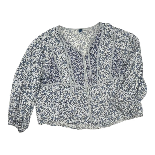 Blouse Ls By Old Navy In Blue & White, Size:Xl