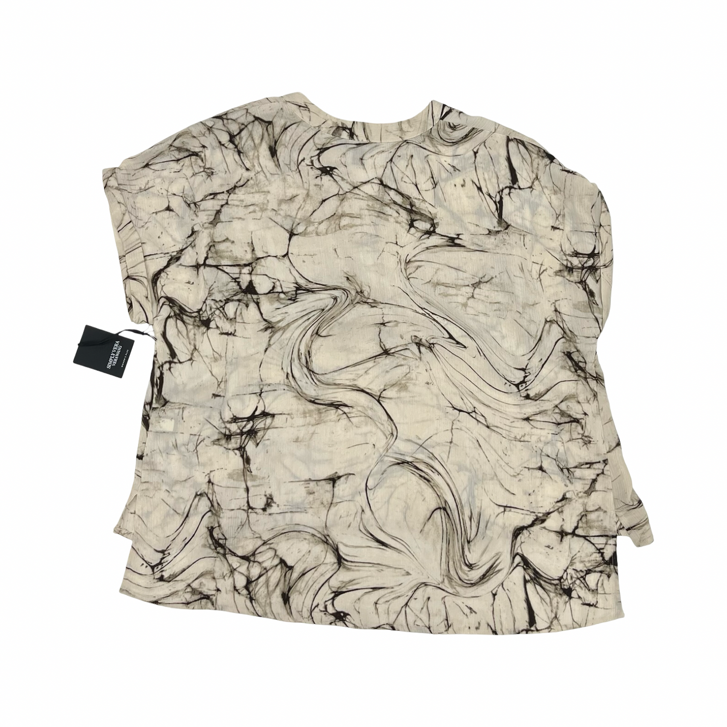 Blouse Ss By Simply Vera In Brown & Cream, Size:1X