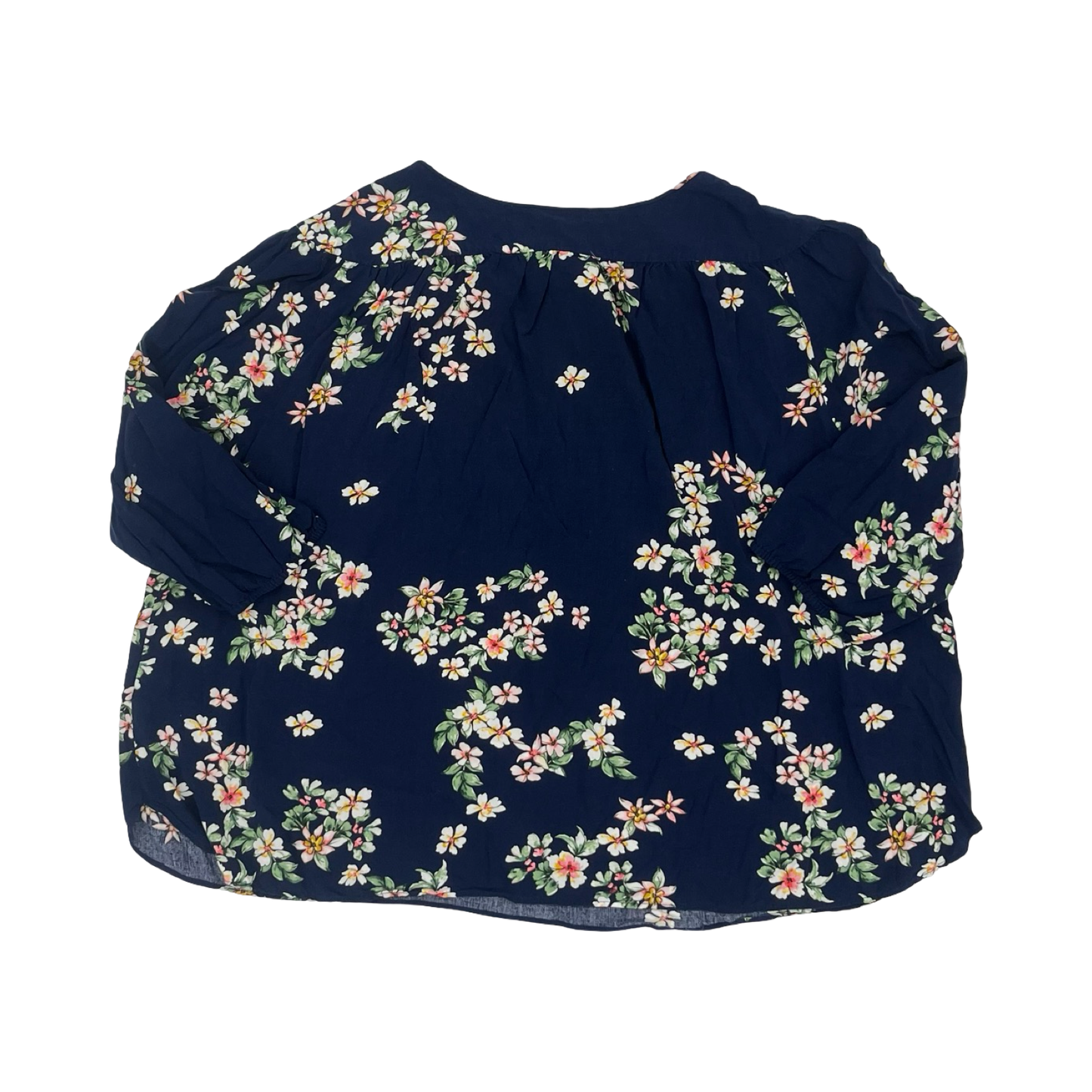 Blouse 3/4 Sleeve By St Johns Bay In Blue, Size:3X