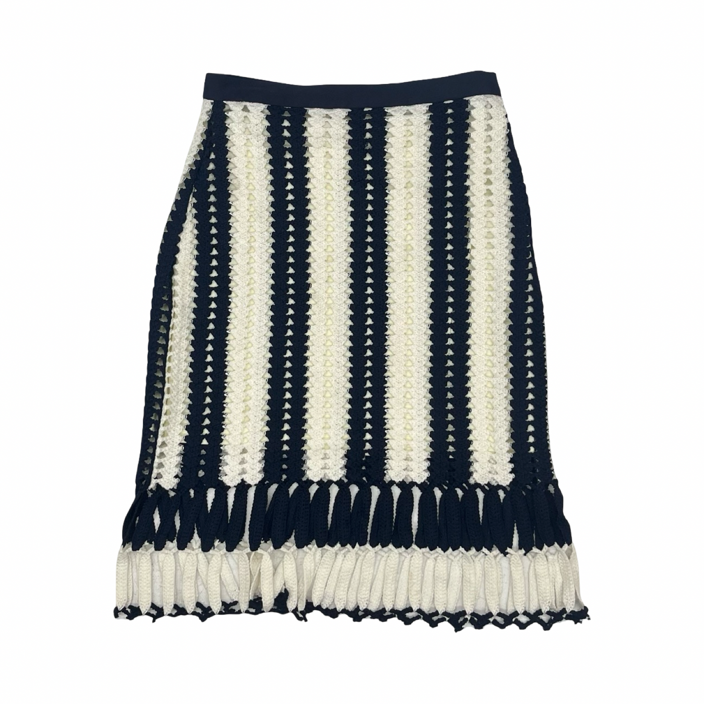 Skirt Midi By Eva Franco In Blue & Cream, Size:S